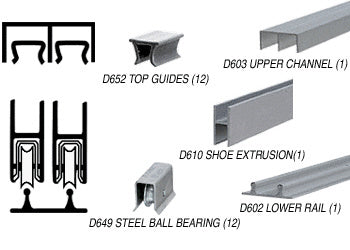 CRL Track Assembly D603 Upper and D602 Lower Track with Steel Ball-Bearing Wheels