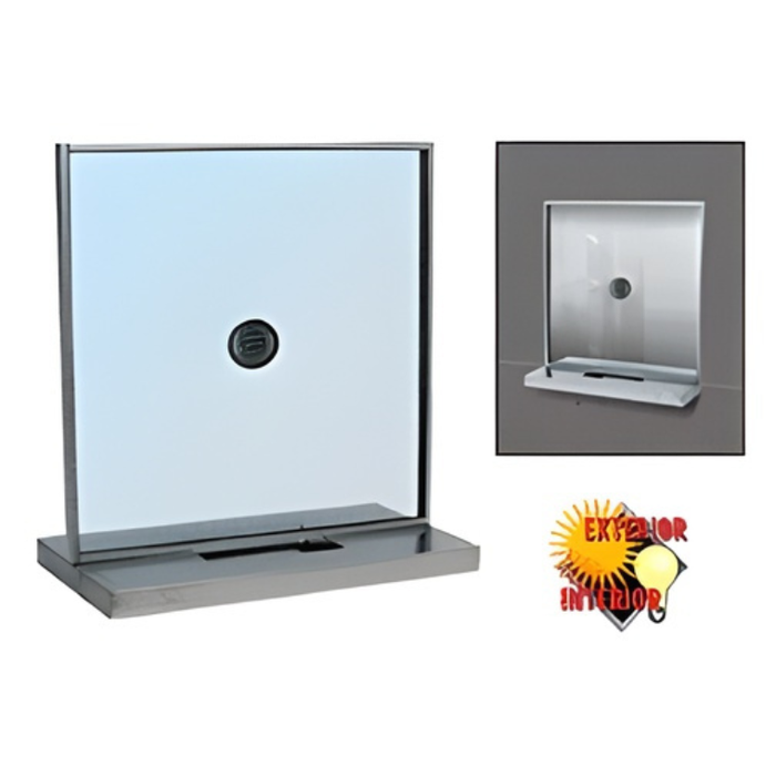 CRL Satin Anodized Cashier WIndow with Speak-thru and Recessed Tray