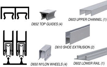 CRL Packaged Track Assembly D603 Upper and D602 Lower Track with Nylon Wheels