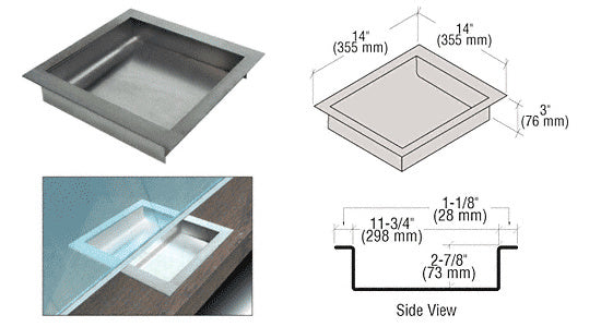 CRL Brushed Stainless Steel 14" Wide x 14" Deep x 3" High Extra Deep Drop-In Deal Tray Without Lid