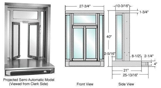 CRL Projected Bi-Fold Service Window - Manual or Self-Closing