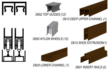 CRL Deluxe Track Assembly D613 Upper and D601 Rail with Wheels