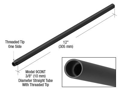 CRL Black Anodized Wire Conduit Extension Tube with Threaded Tip