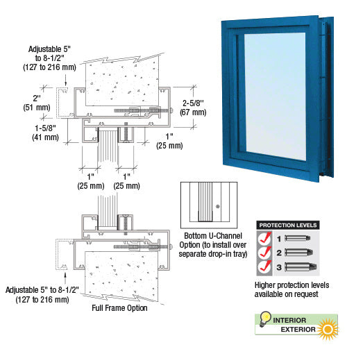 Custom Size - CRL Aluminum Glazed Vision Window Exterior - Choose Options (Custom Size)