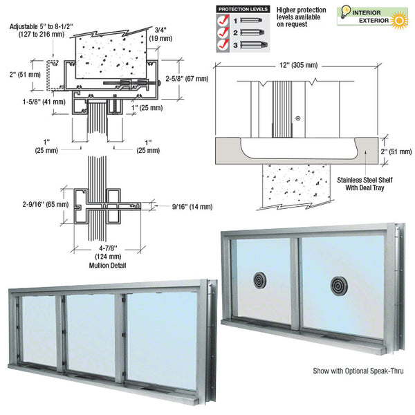 CRL Aluminum Multi-Lite Window Ticket Window