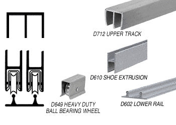 CRL Track Assembly with Plastic Upper and Aluminum Lower Track with Steel Wheels