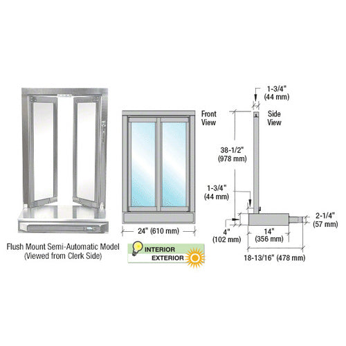 Custom Size - CRL Bi-Fold Service Window - Self Closing