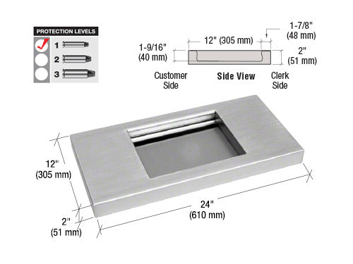 CRL Brushed Stainless Level 1 Protection Stainless Steel Shelf with Deal Tray
