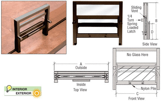 CRL Vertical Sliding Insert for Ticket Window with Glass - Choose Size