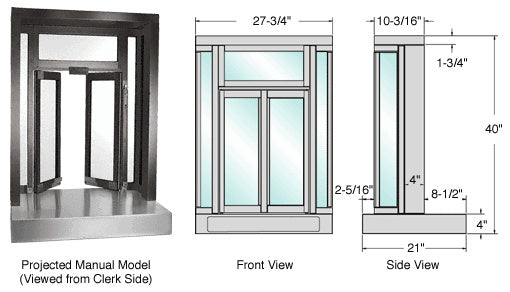 CRL Projected Bi-Fold Service Window - Manual or Self-Closing