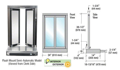 CRL Flush Mount Bi-Fold Service Window - Manual or Self-Closing