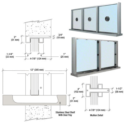 CRL Aluminum Multi-Lite Window Ticket Window