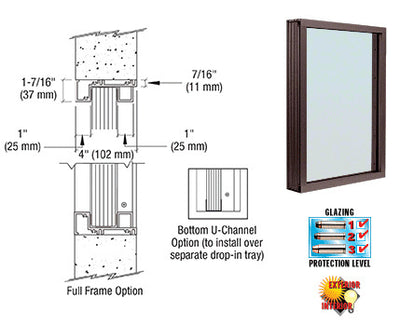 Custom Size - CRL Aluminum Glazed Vision Window Exterior - Choose Options (Custom Size)