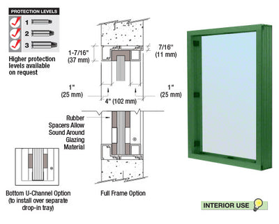 Vision Kit Window CRL Aluminum Glazed Vision Window Interior w/ Surround Sound Voice Sys