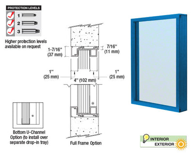 Custom Size - CRL Aluminum Glazed Vision Window Exterior - Choose Options (Custom Size)