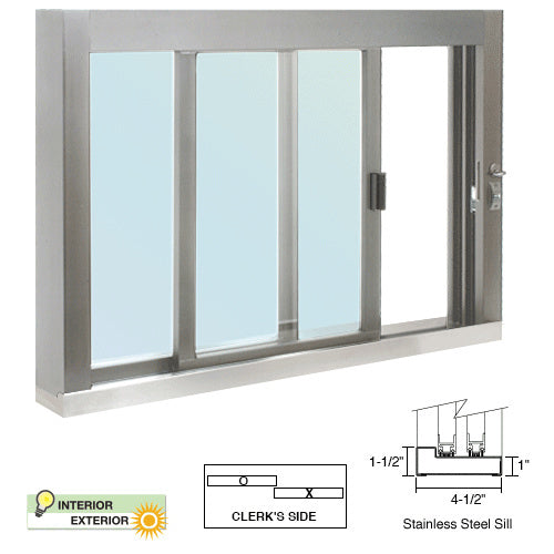 CRL Standard Size Self-Closing Deluxe Service Window (Glazed or Unglazed) - Sill, Half-Track or Full-Track Option