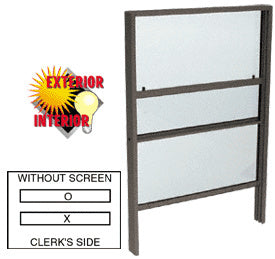 Custom Size -  CRL Vertical Sliding Service Windows with 1/4" Glass (No Screen)