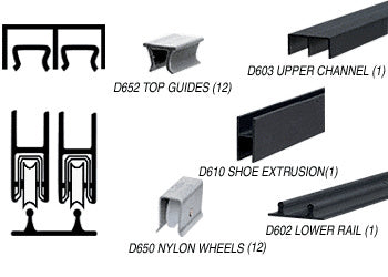 CRL Track Assembly D603 Upper and D602 Lower Track with Nylon Wheels