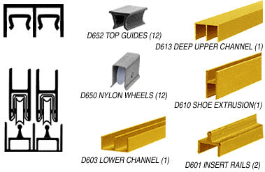 CRL Deluxe Track Assembly D613 Upper and D601 Rail with Wheels