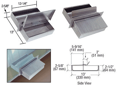 CRL Brushed Stainless Steel 12-1/4" Wide x 13" Deep x 2-5/8" High Counter-Top Deal Tray with Flip Lid