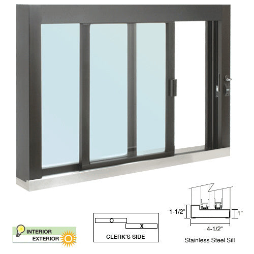 CRL Standard Size Self-Closing Deluxe Service Window (Glazed or Unglazed) - Sill, Half-Track or Full-Track Option