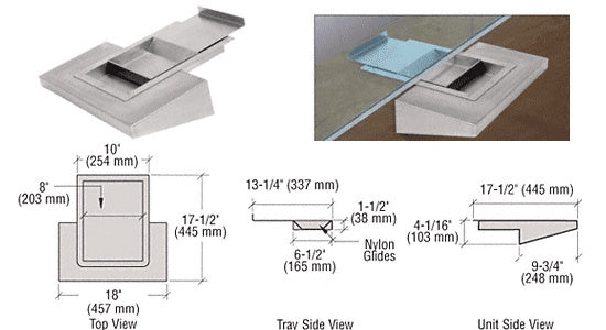 CRL Brushed Stainless Steel Sliding Deal Tray with Shelf