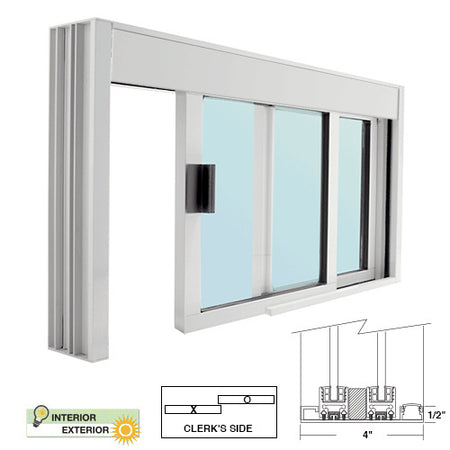 CRL Standard Size Manual DW Deluxe Service Window (Glazed or Unglazed) - Sill, Half-Track or Full-Track Option