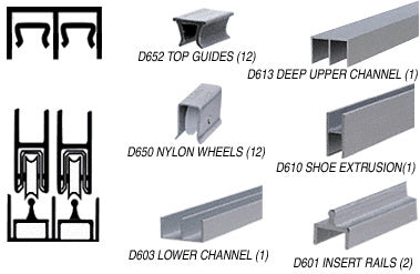 CRL Deluxe Track Assembly D613 Upper and D601 Rail with Wheels