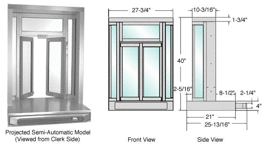 CRL Projected Bi-Fold Service Window - Manual or Self-Closing