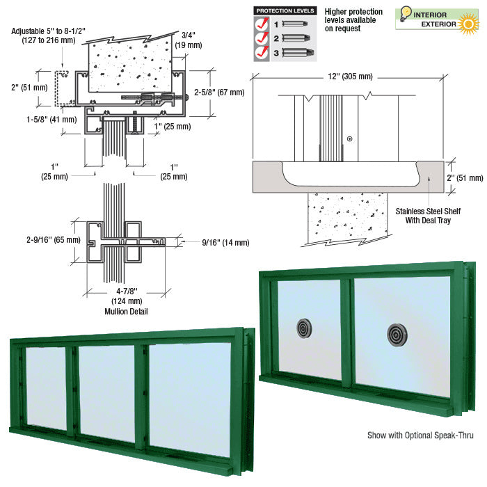 CRL Aluminum Multi-Lite Window Ticket Window