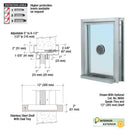 Custom Size - CRL Aluminum Ticket Window Exterior Glazed Exchange Window and Deal Tray