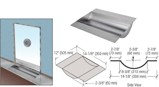 CRL Brushed Stainless Deluxe 12" Wide x 14-1/8" Deep x 2-3/8" High Polished Stainless Drop-In Deal Tray