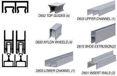 CRL Deluxe Packaged Track Assembly D603 Upper and D601 Rail with Nylon Wheels