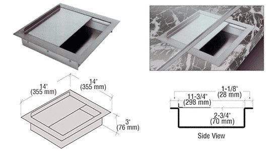 CRL Brushed Stainless Steel 14" Wide x 14" Deep x 3" High Extra Deep Drop-In Deal Tray With Lid