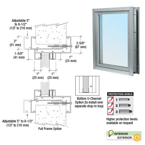Custom Size - CRL Aluminum Glazed Vision Window Exterior - Choose Options (Custom Size)