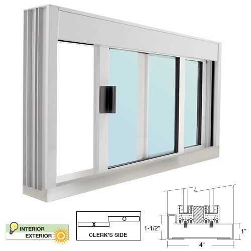 CRL Standard Size Manual DW Deluxe Service Window (Glazed or Unglazed) - Sill, Half-Track or Full-Track Option