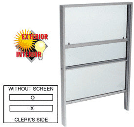 Custom Size -  CRL Vertical Sliding Service Window with 1/4" Vinyl Glazing without Screen