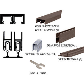 CRL Track Assembly D609 Upper and D602 Lower Track with Nylon Wheels