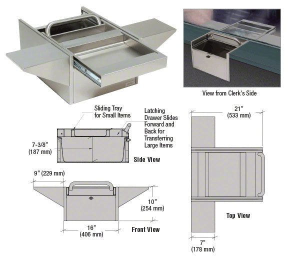 CRL Brushed Stainless Deep Transaction Drawer with Cash Tray