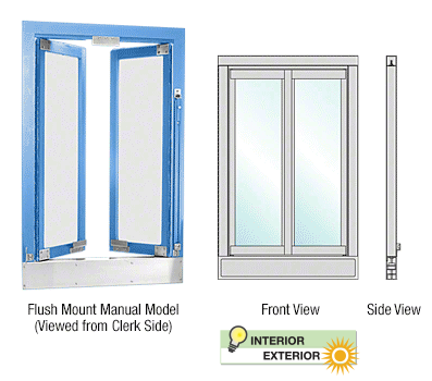 Custom Size - CRL Bi-Fold Service Window - Self Closing