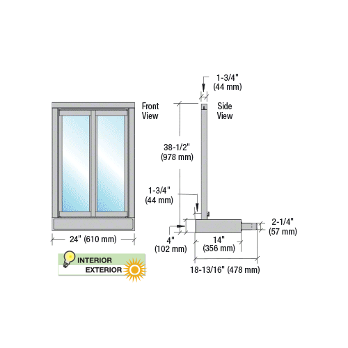Custom Size - CRL Bi-Fold Service Window - Self Closing
