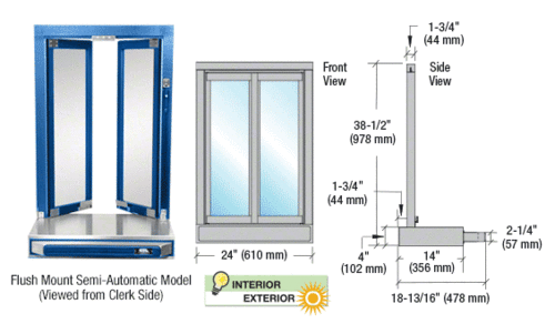 Custom Size - CRL Bi-Fold Service Window - Self Closing