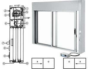 CRL Custom Size All Electric Fully Automatic Deluxe Sliding Service Window XO or OX