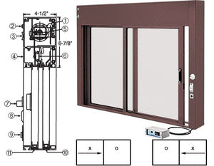 CRL Custom Size All Electric Fully Automatic Deluxe Sliding Service Window XO or OX