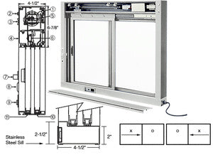 CRL Custom Size All Electric Fully Automatic Deluxe Sliding Service Window XO or OX