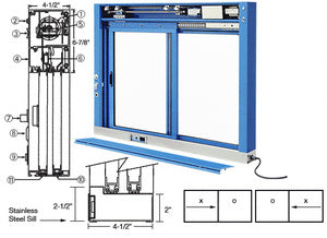 CRL Custom Size All Electric Fully Automatic Deluxe Sliding Service Window XO or OX