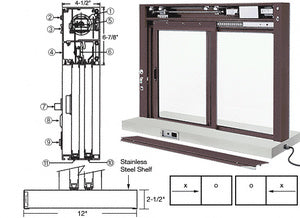 CRL Custom Size All Electric Fully Automatic Deluxe Sliding Service Window XO or OX