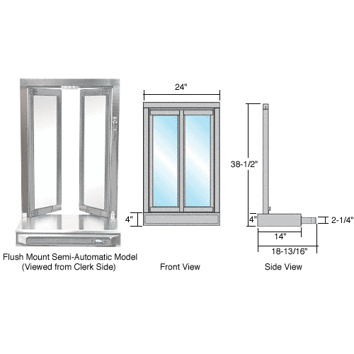 Custom Size - CRL Bi-Fold Service Window - Self Closing