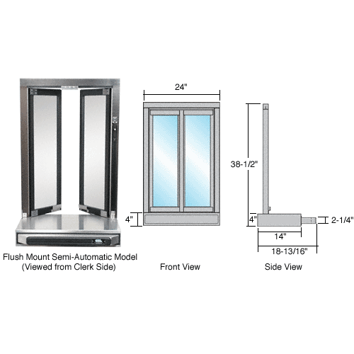 Custom Size - CRL Bi-Fold Service Window - Self Closing