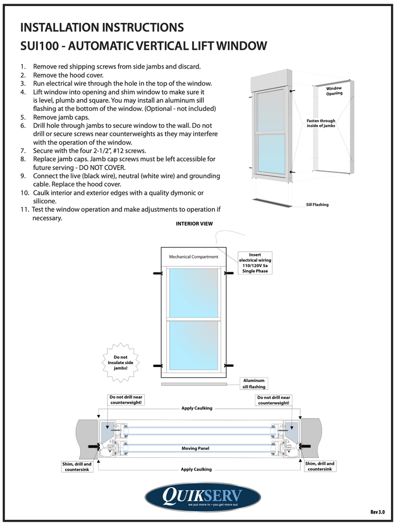 QuikServ Automatic or Manual Vertical Window